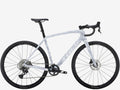 White bicycle with black components on a white background