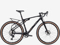 Black bicycle with brown tires on a white background