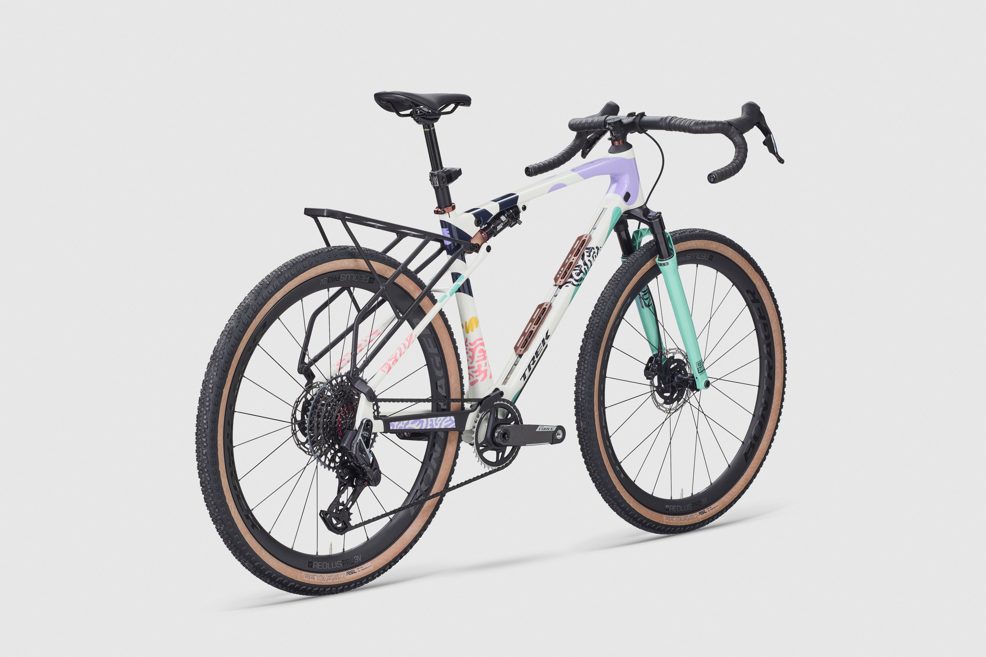 Bicycle with a colorful frame on a light gray background