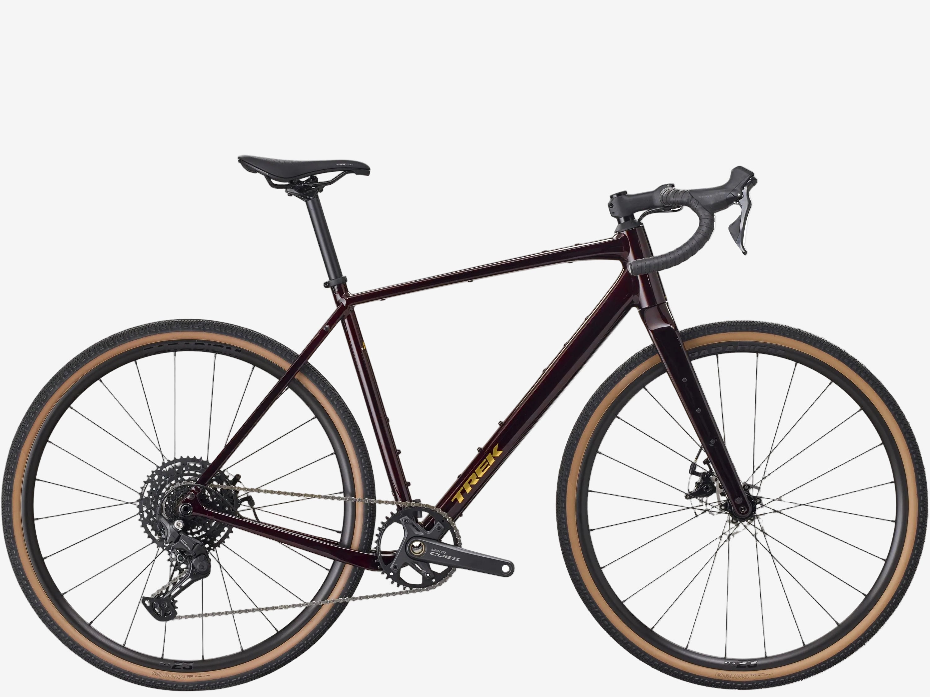 Black bicycle with brown tires on a white background