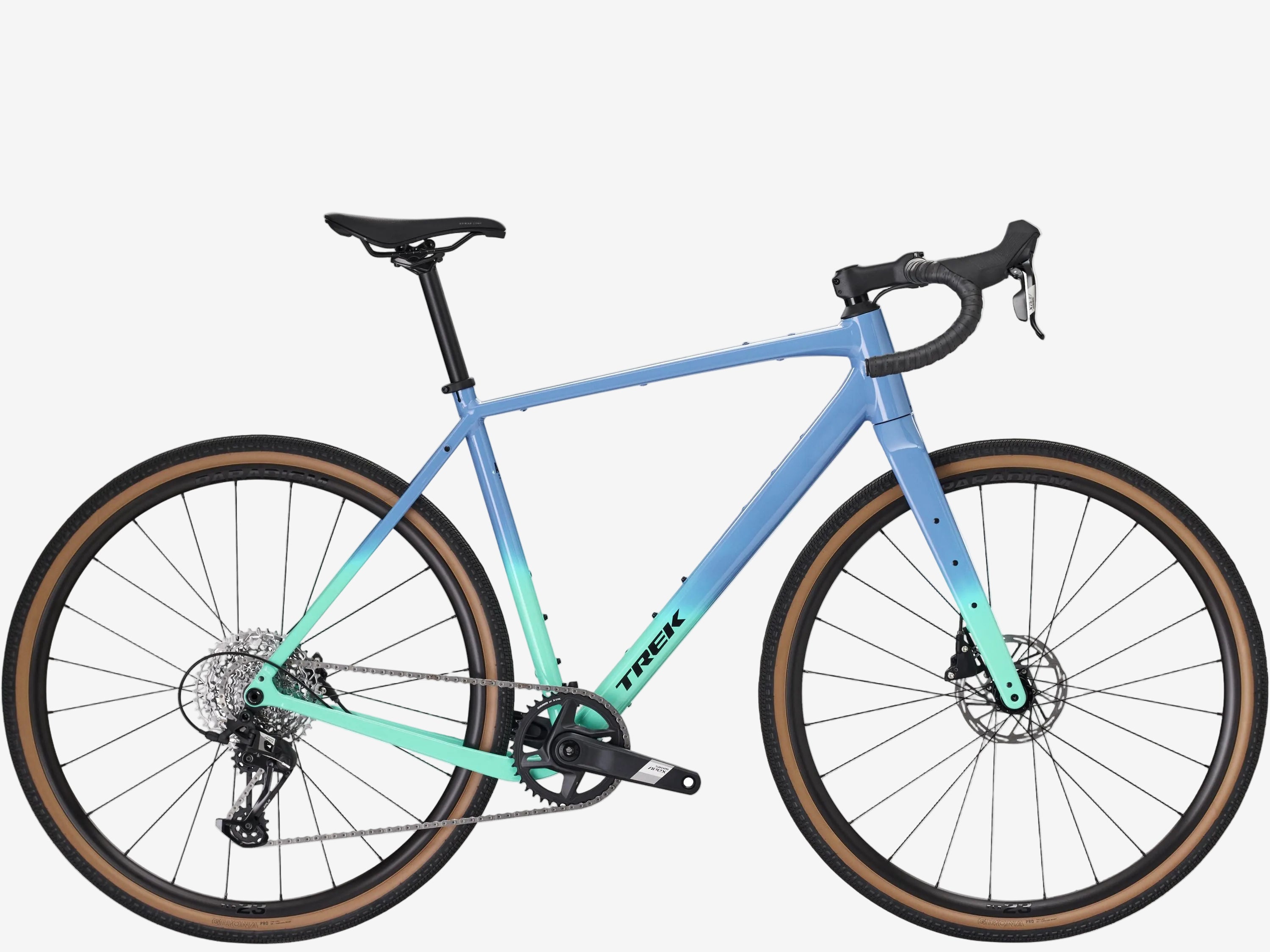 Blue and green bicycle on a white background