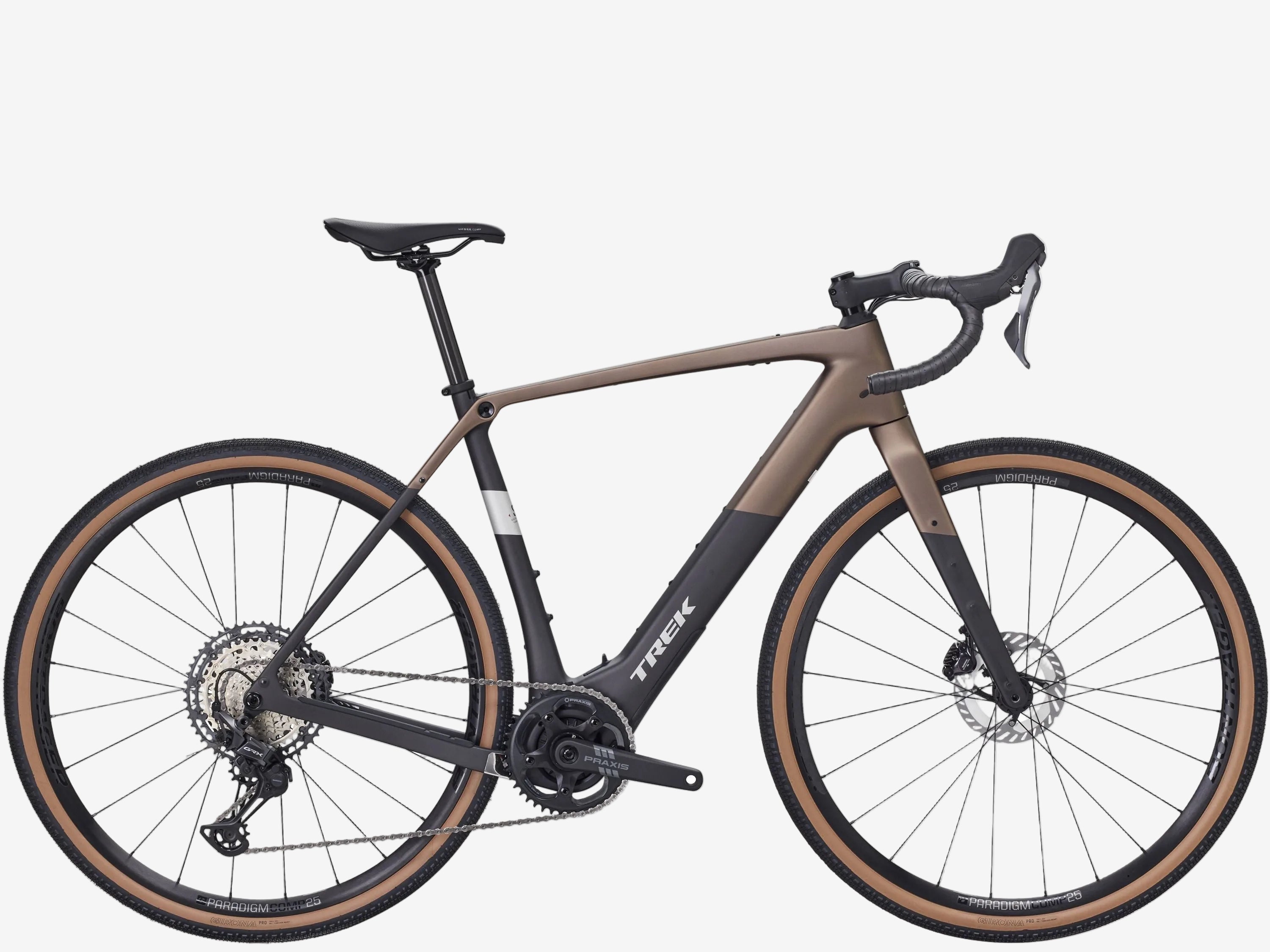 Bicycle with a brown and black frame on a white background