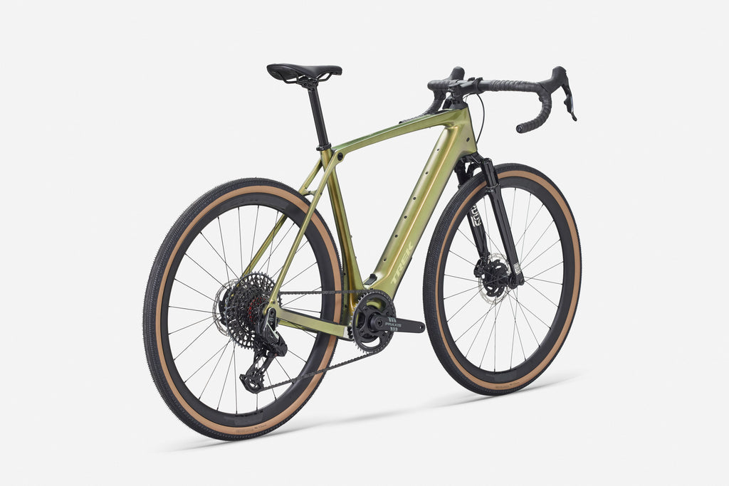 Green bicycle on a white background
