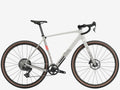 White bicycle with brown tires on a white background