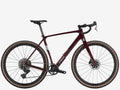 Red bicycle with brown rims on a white background