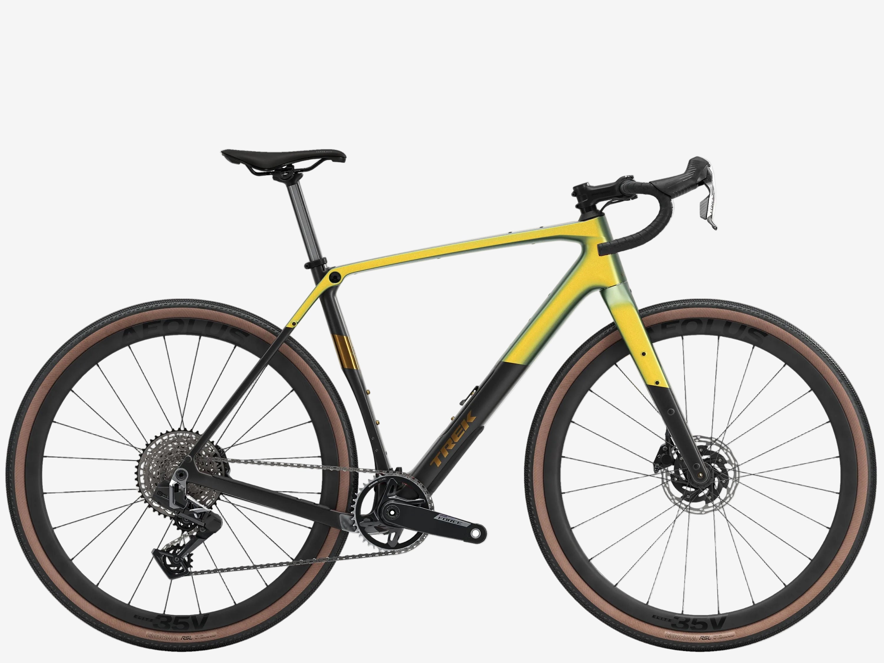 Yellow bicycle with black frame on a white background