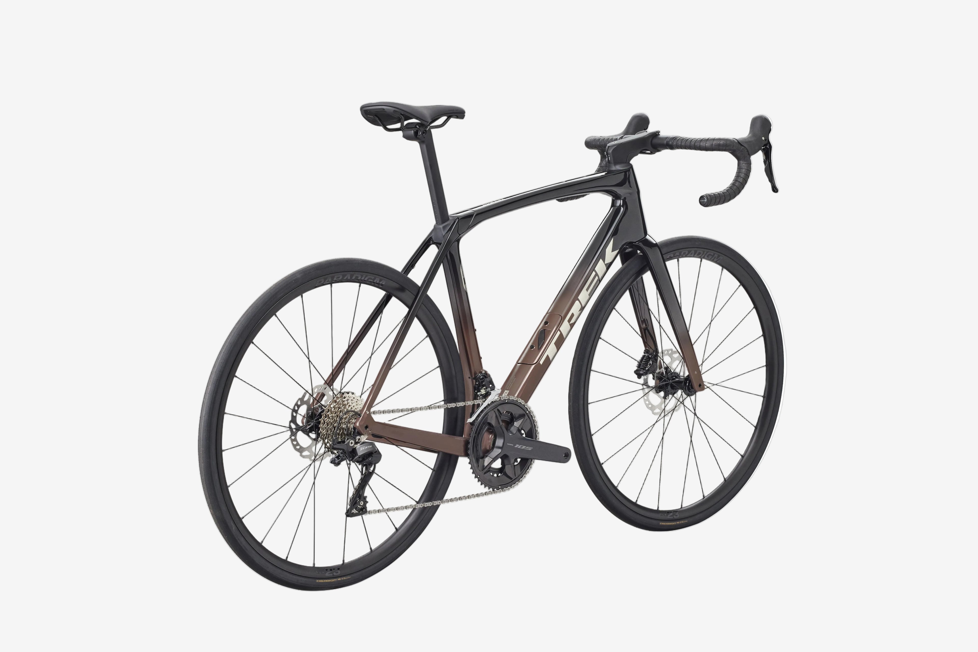 Carbon road bike on a white background
