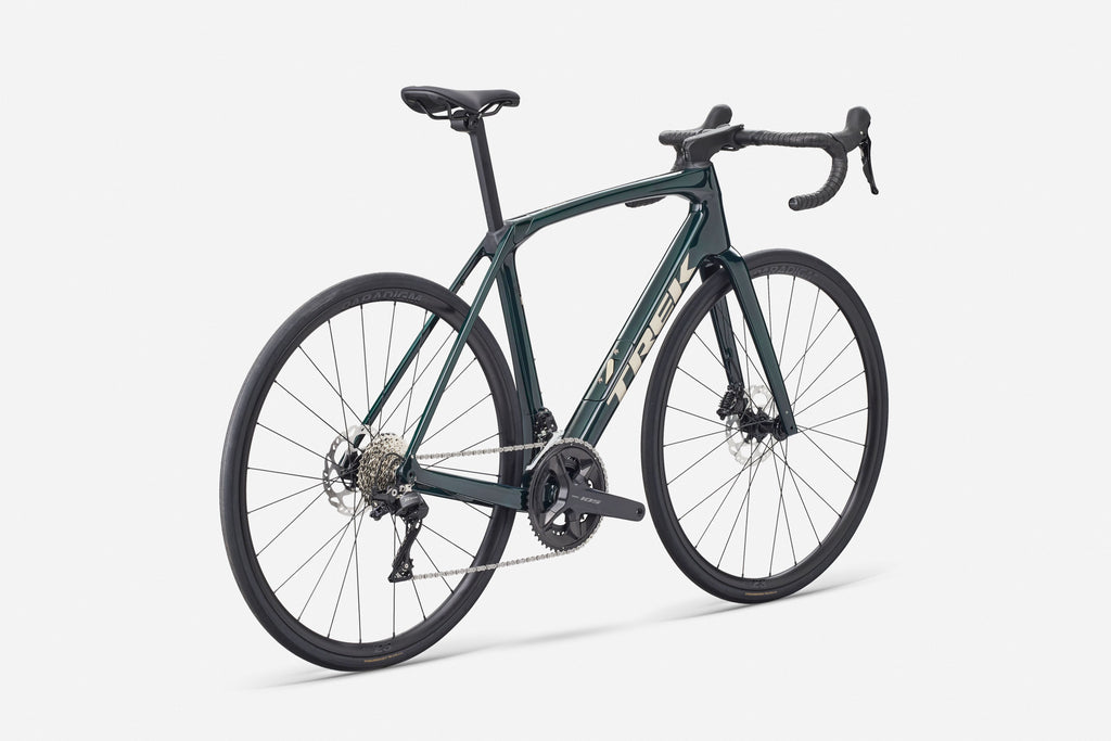 Green bicycle on a white background