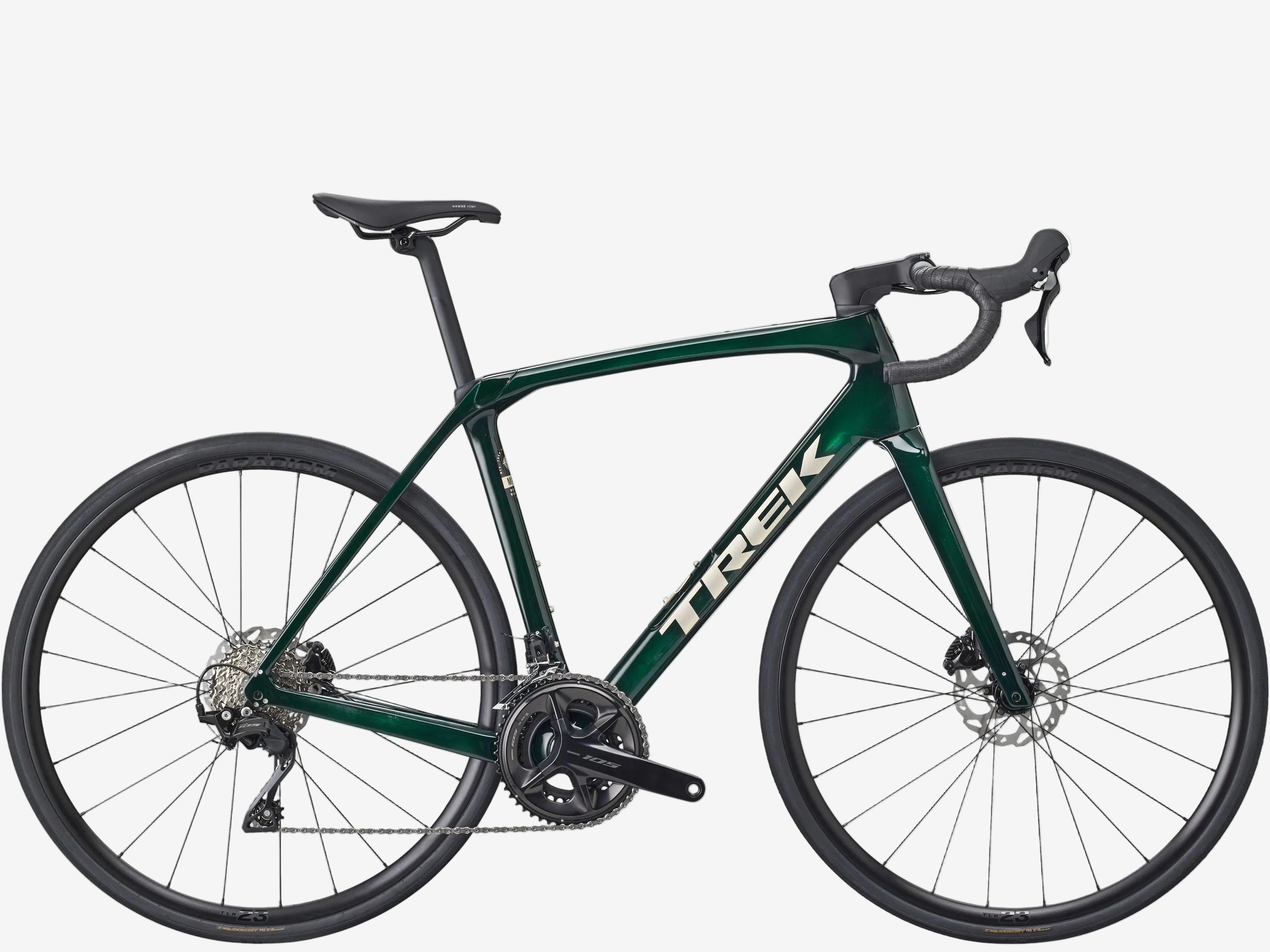 Green Trek bicycle on a white background