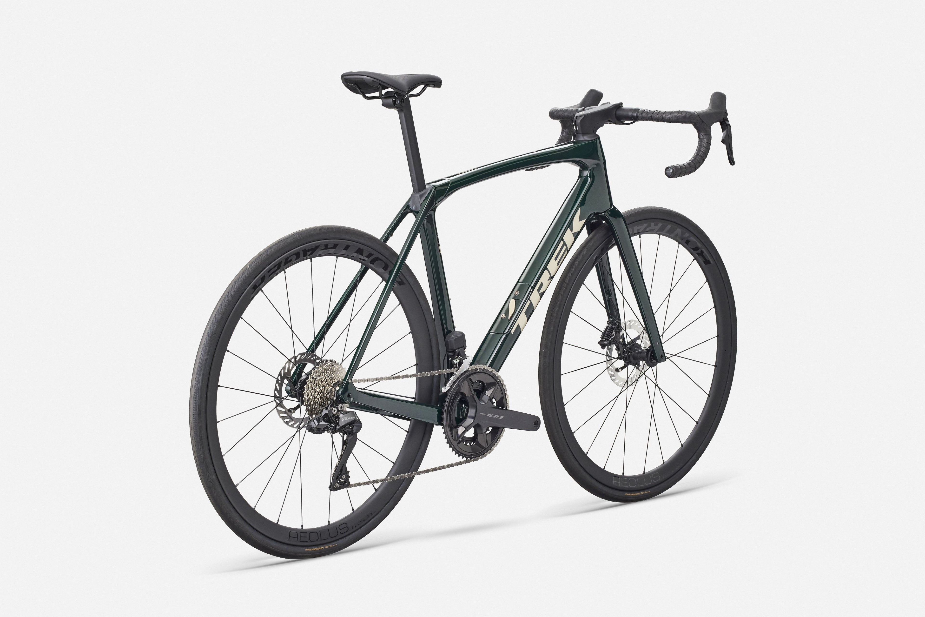 Green bicycle on a white background