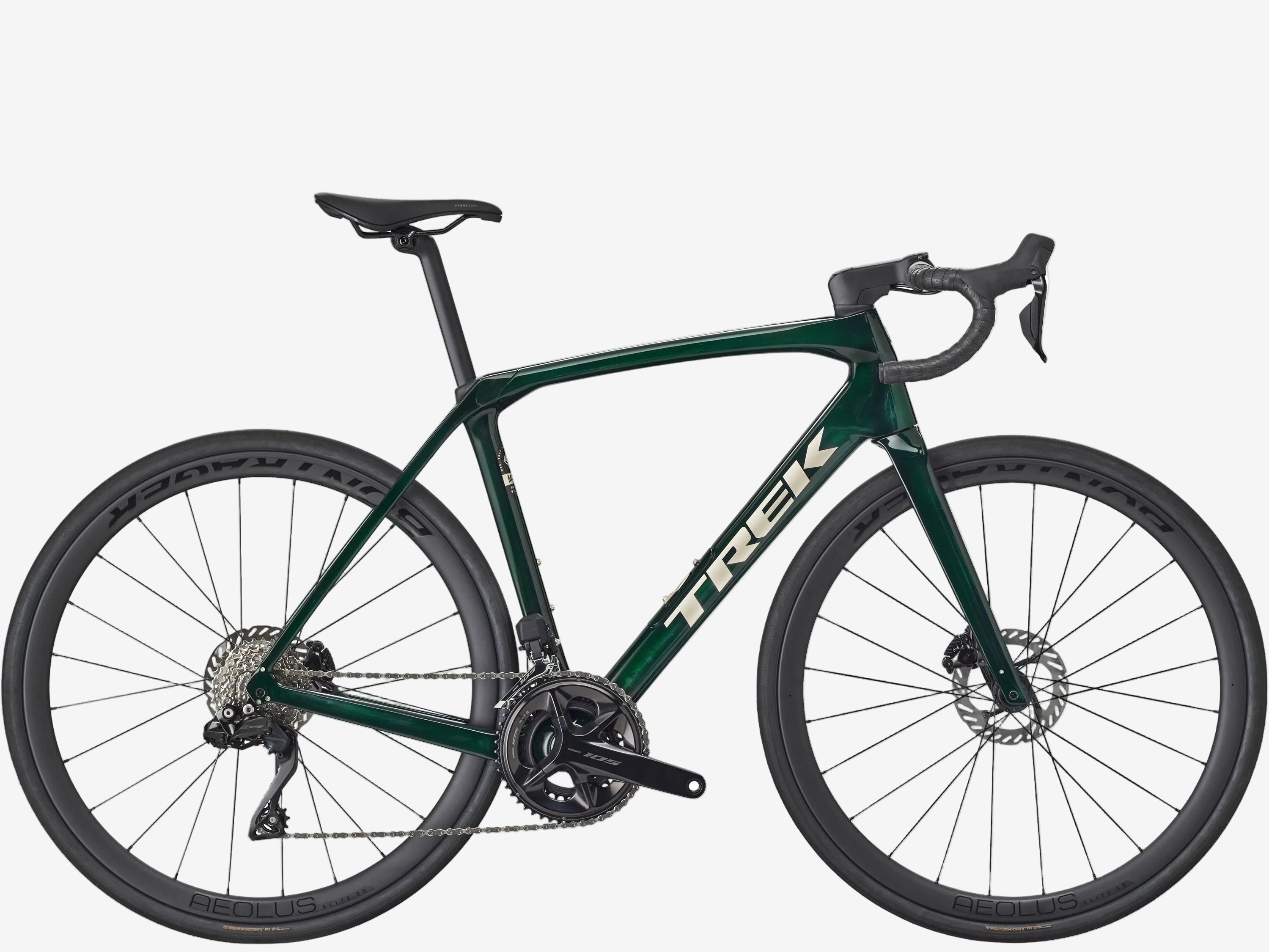 Green Trek bicycle on a white background