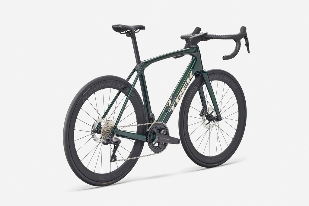 Green bicycle on a white background