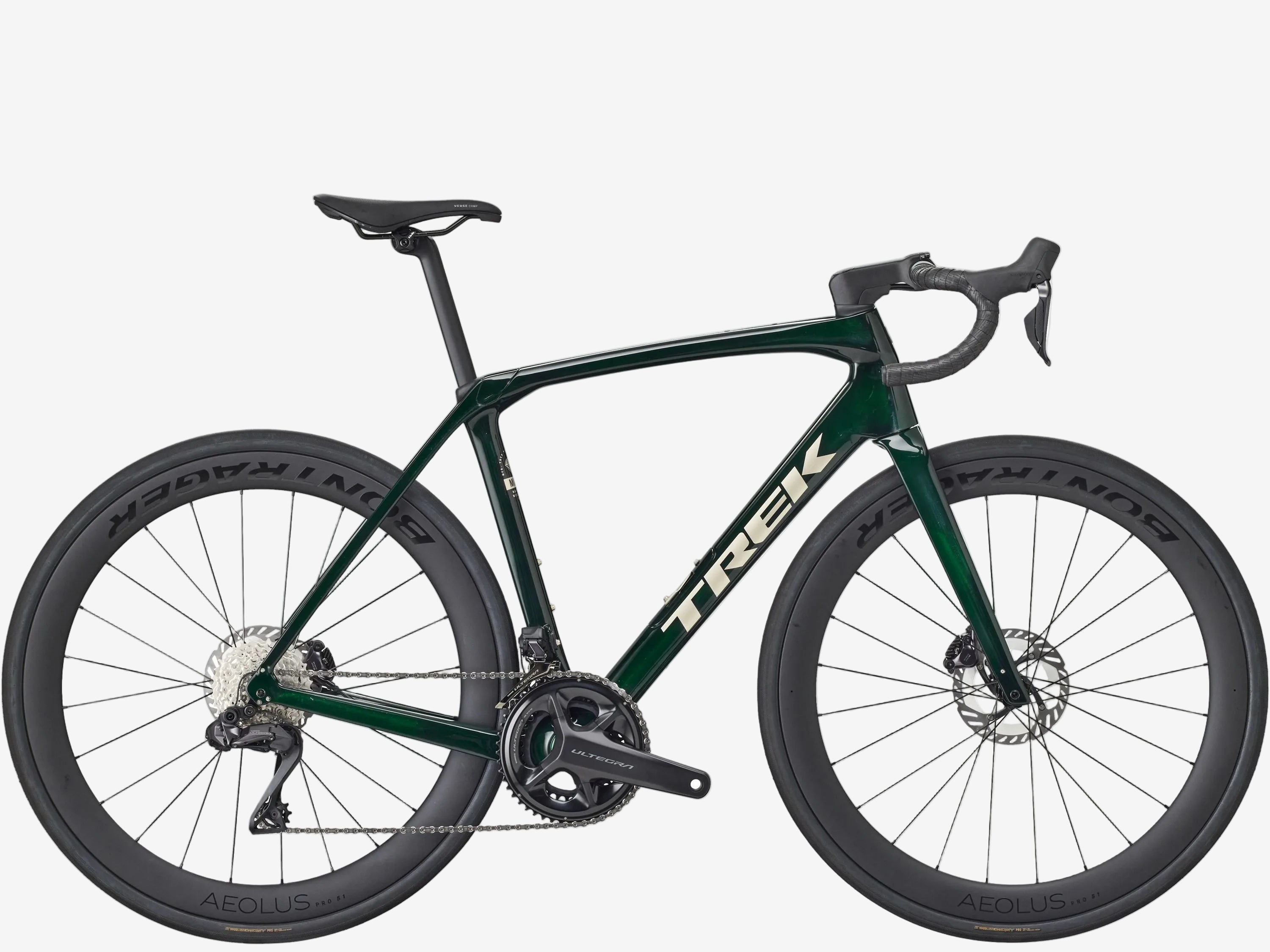 Green Trek bicycle on a white background