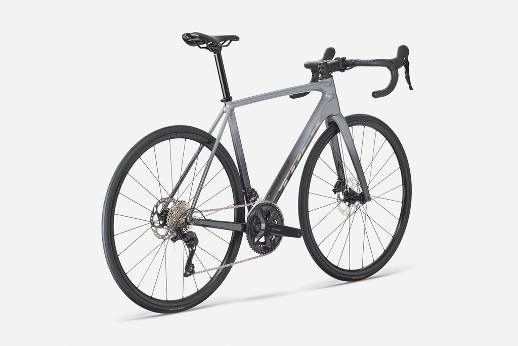 Gray bicycle on a white background
