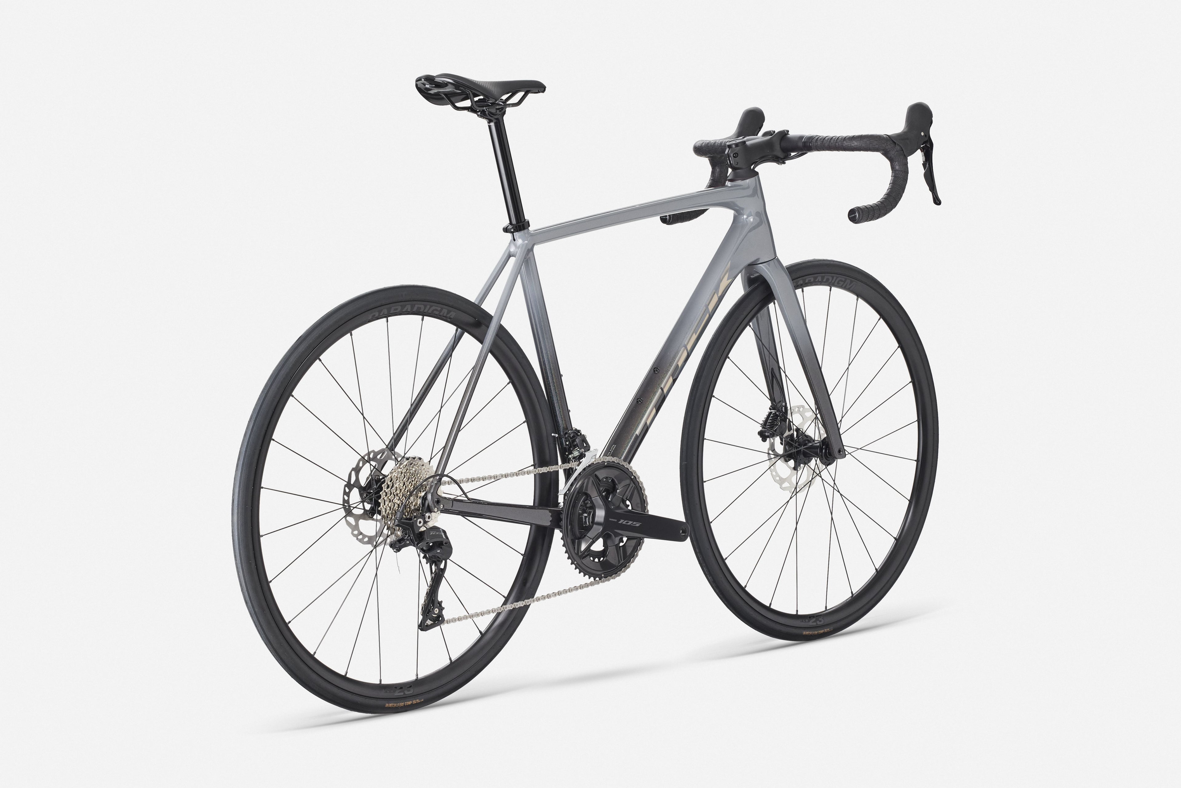 Gray bicycle on a white background