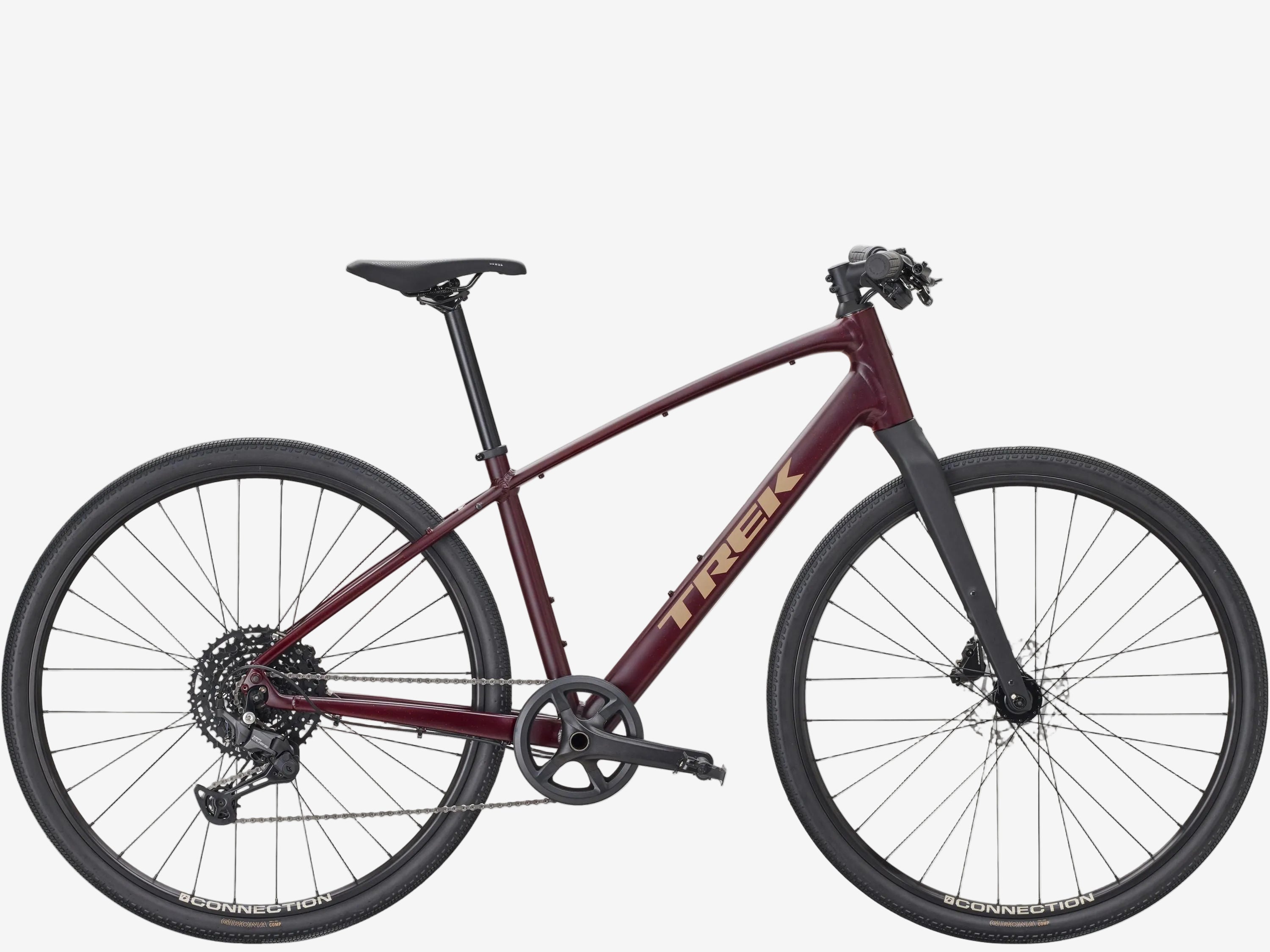 Red Trek bicycle on a white background