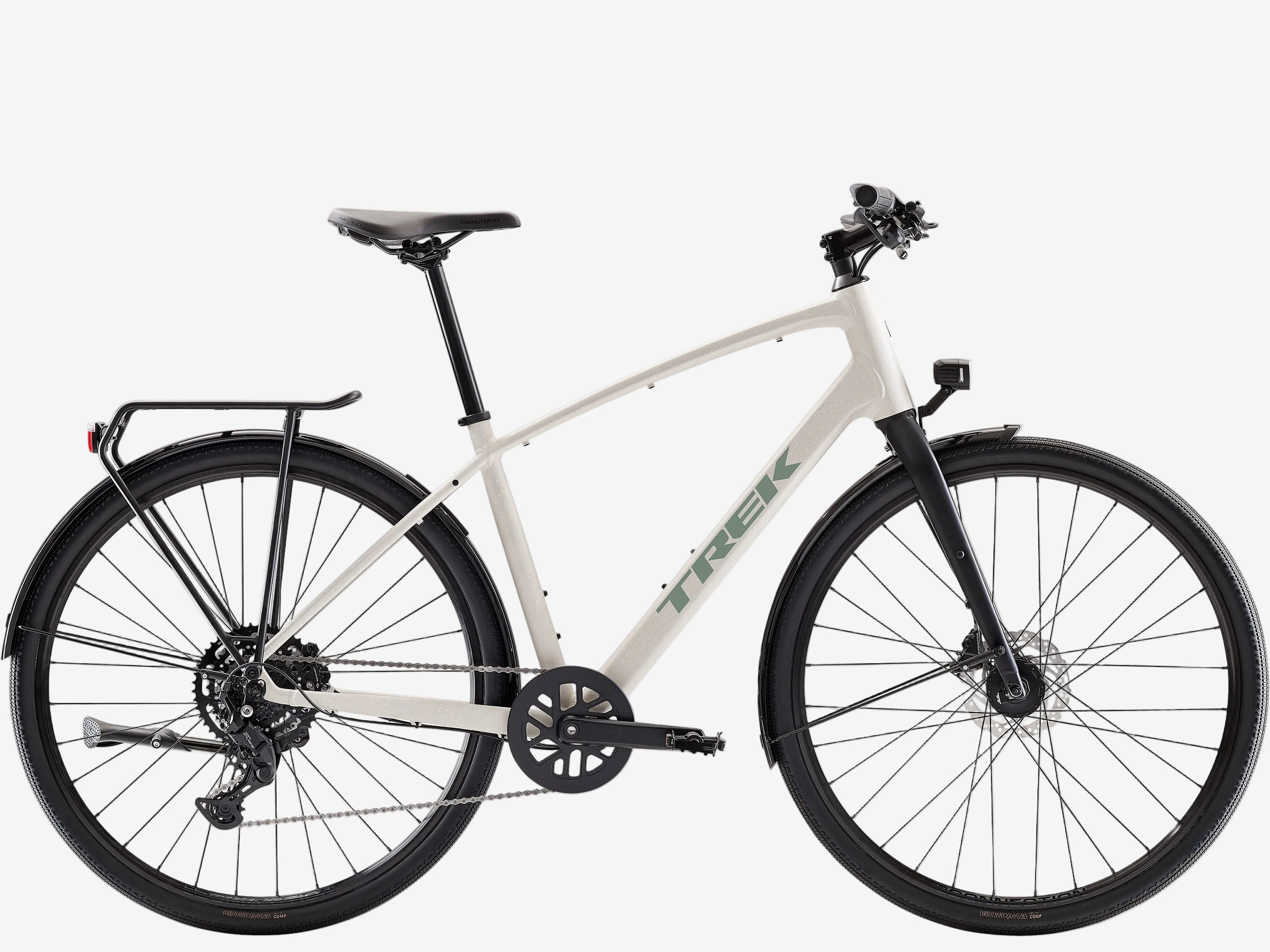 White bicycle with black details on a white background