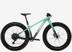 Turquoise fatbike on a white background