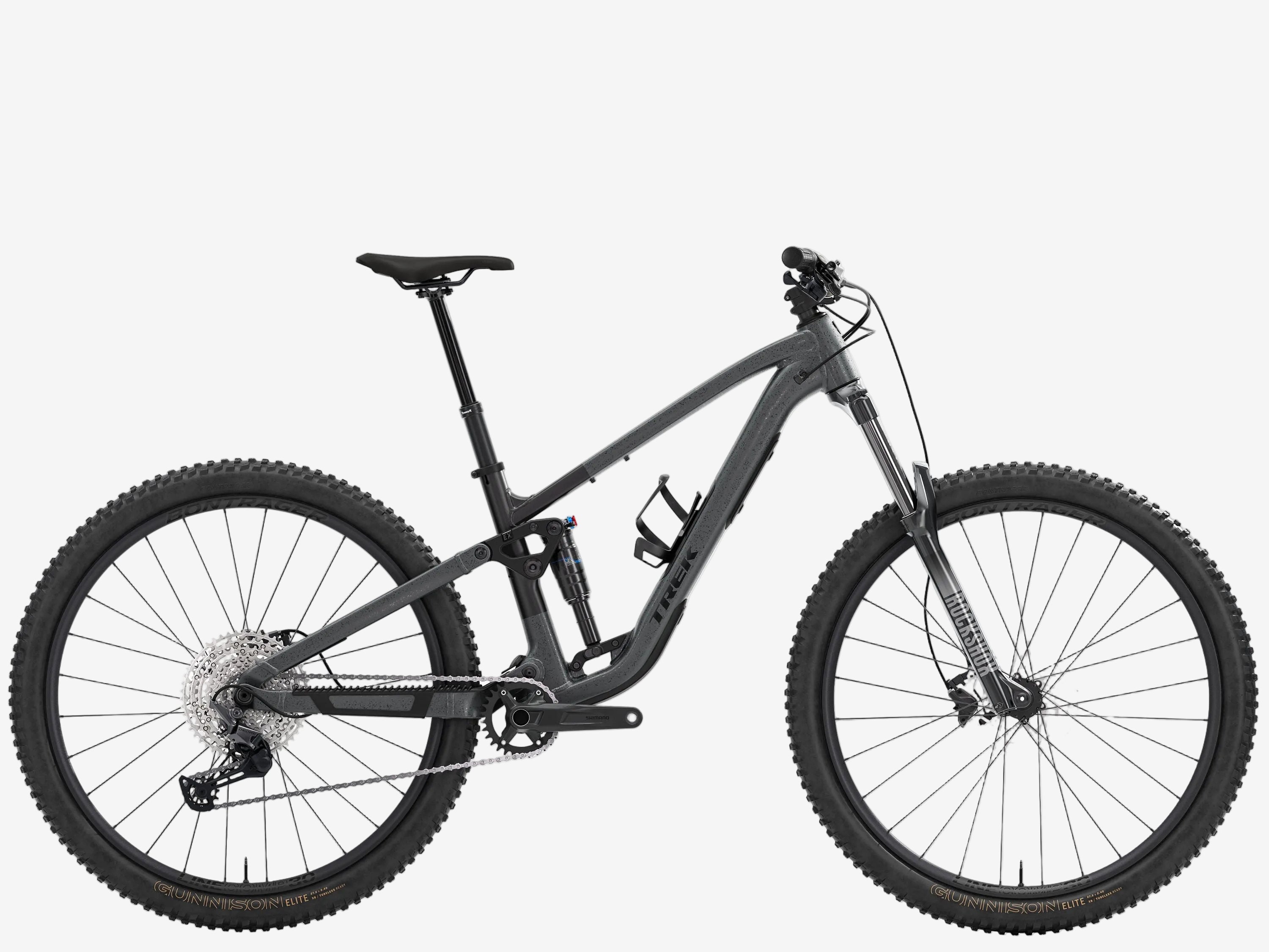 Black mountain bike on a white background