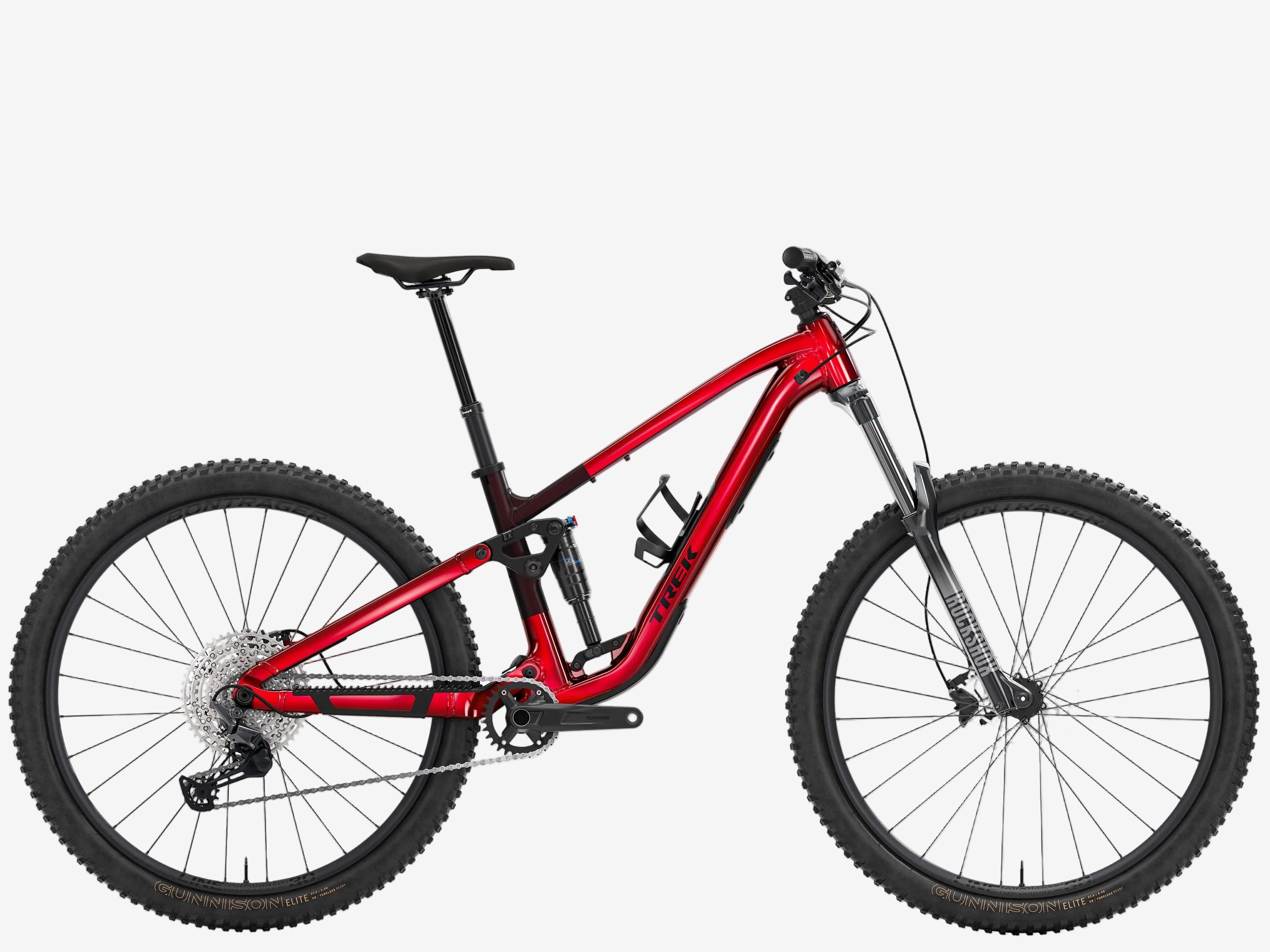 Red mountain bike on a white background