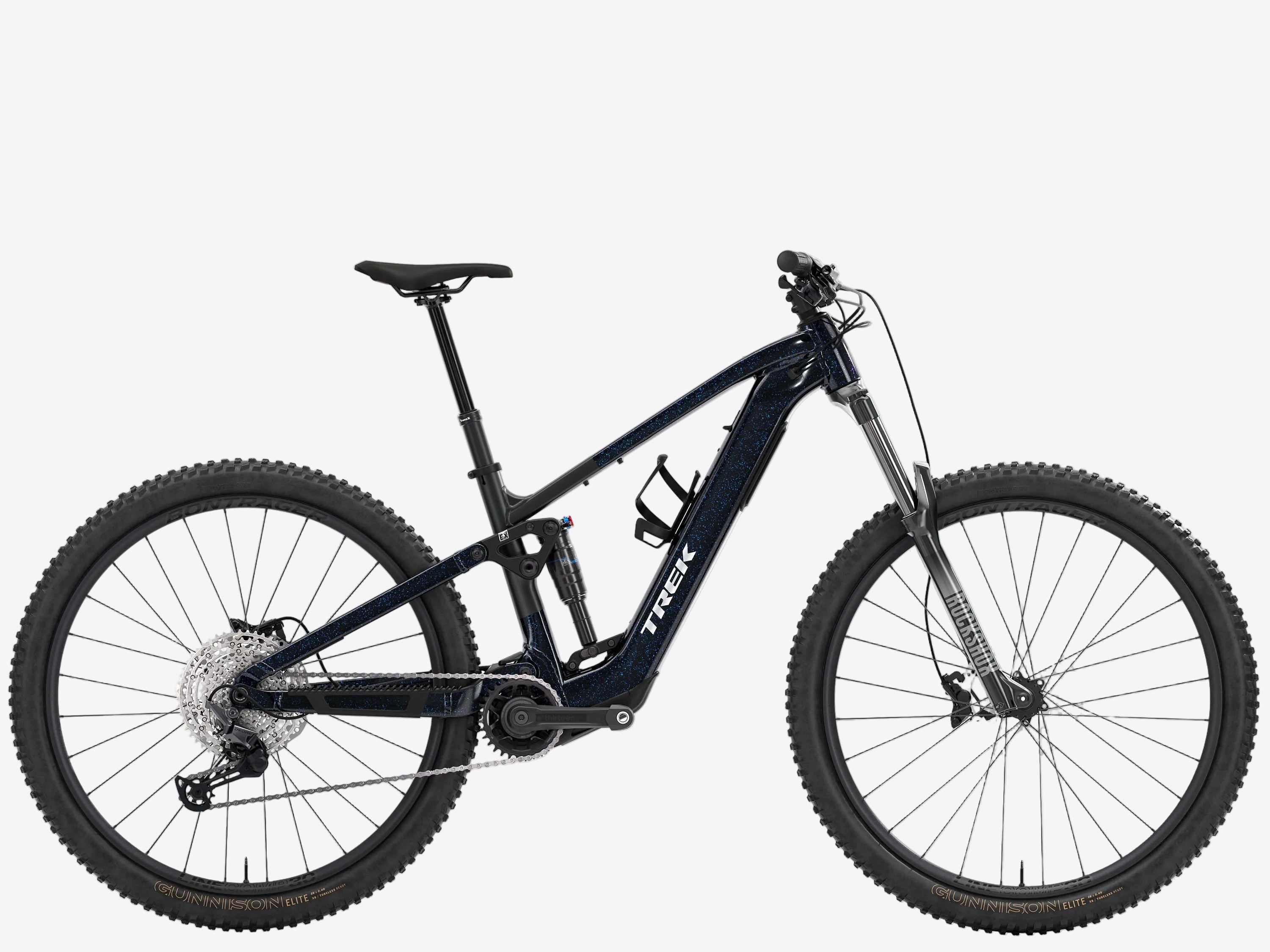 Black mountain bike on a white background