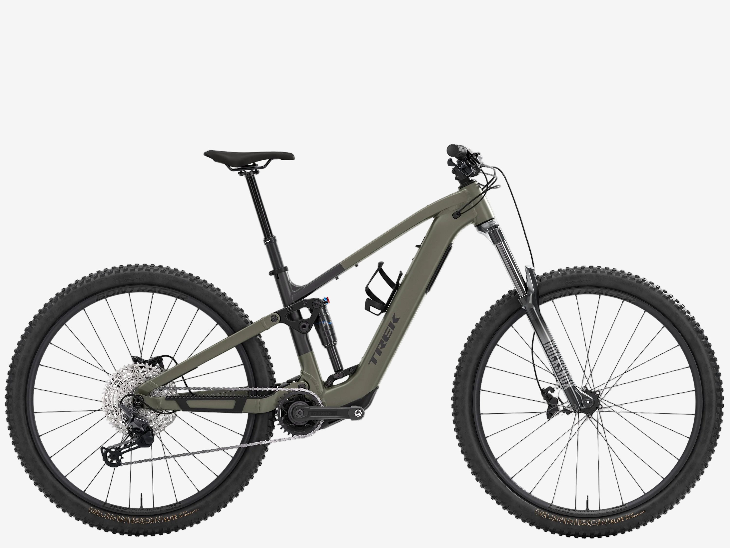 Green mountain bike on a white background