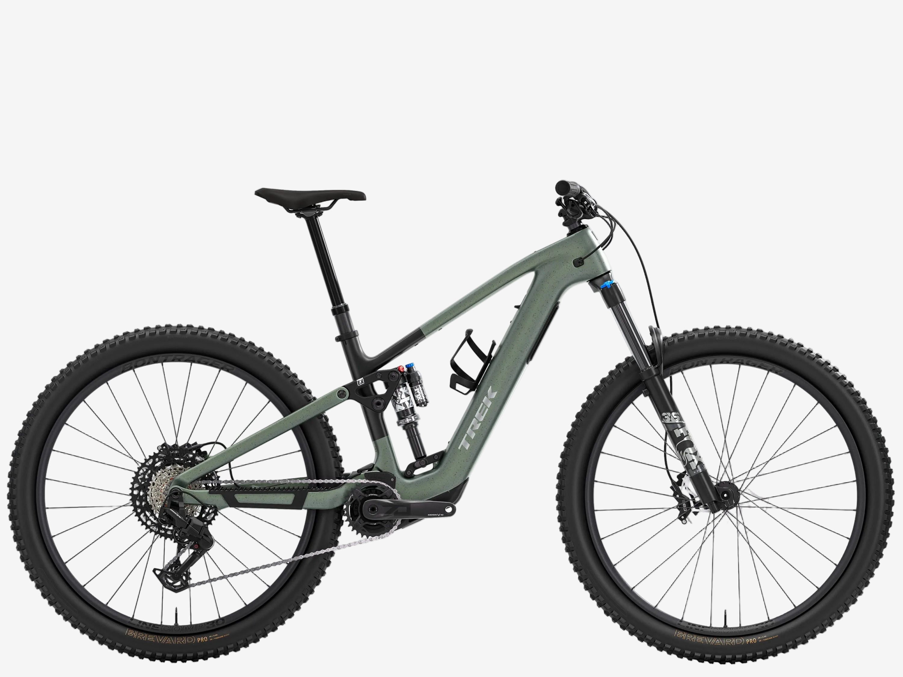 Green mountain bike on a white background