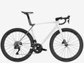 White bicycle with black tires on a white background