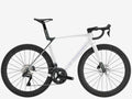 White bicycle with black tires on a white background
