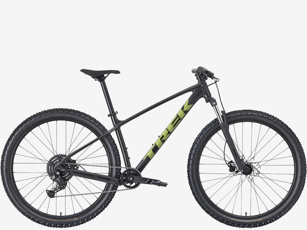 Mountain bike with 'Trek' branding on a white background