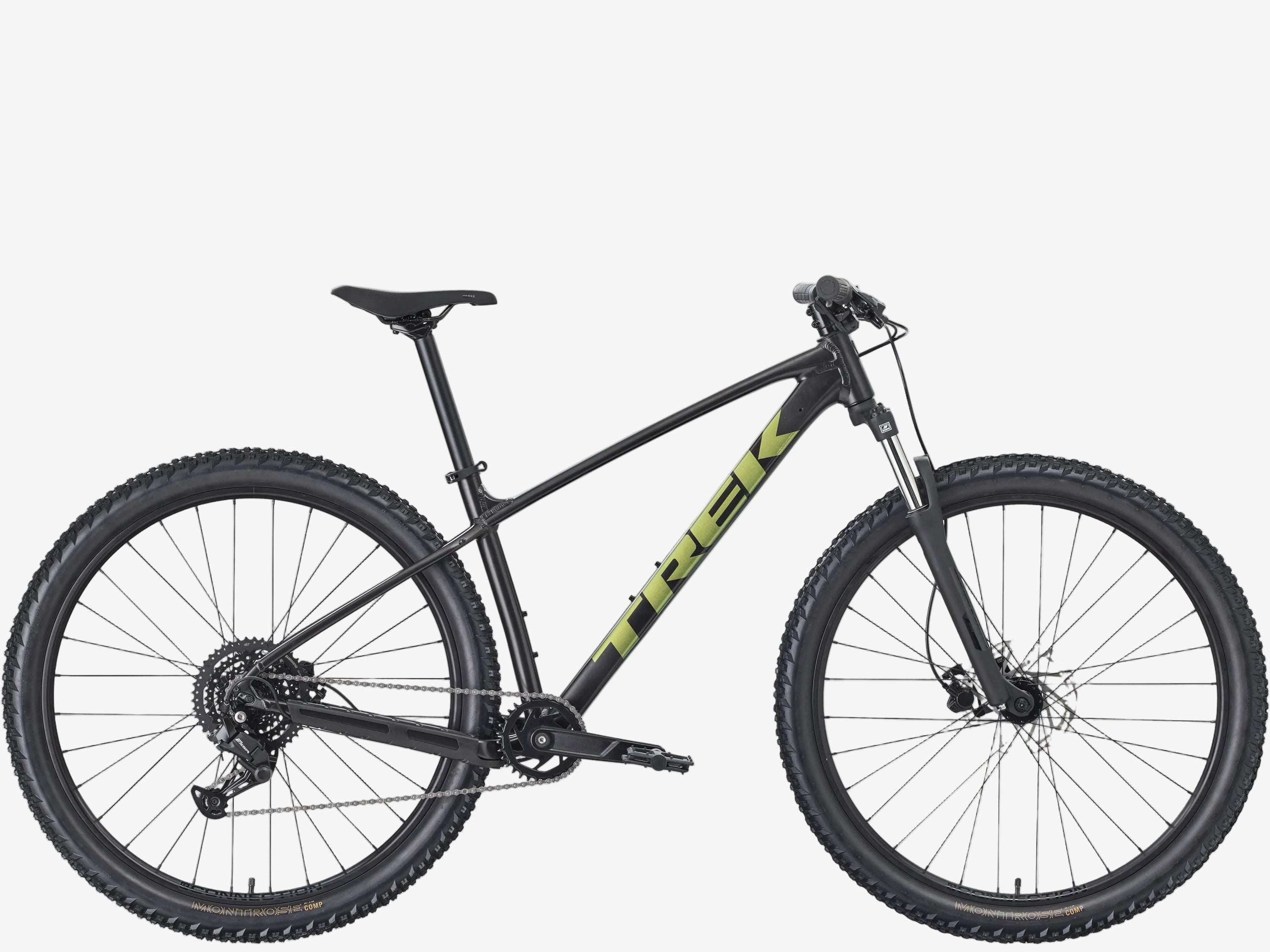 Mountain bike with 'Trek' branding on a white background