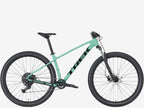 Green mountain bike on a white background