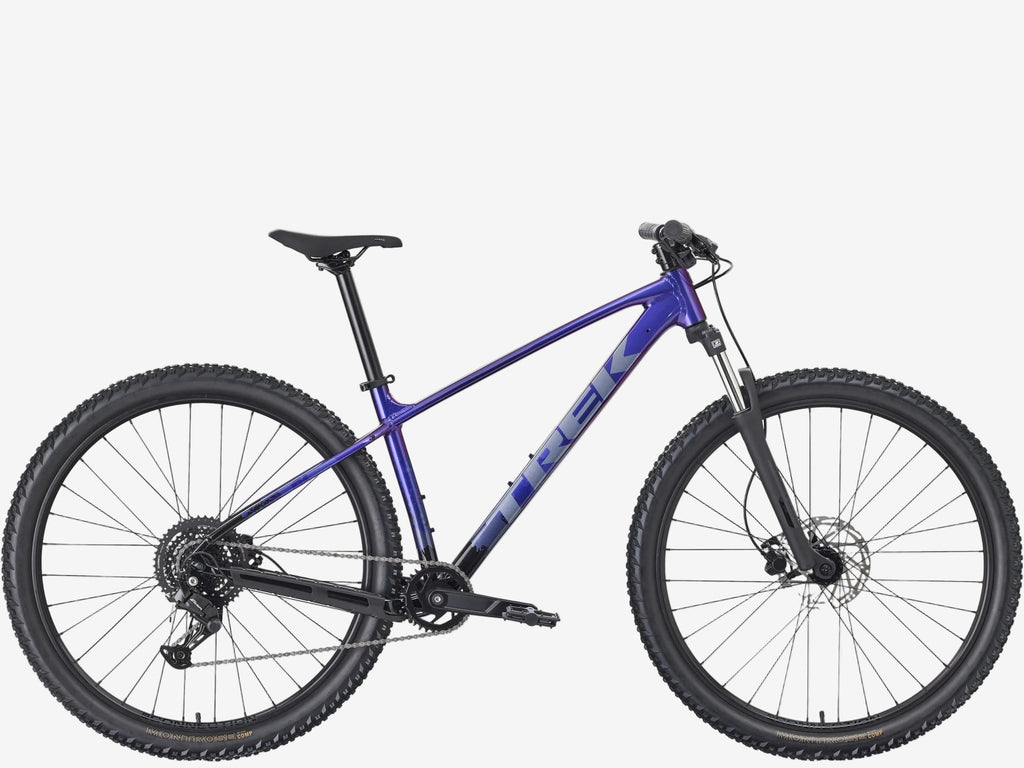 Blue mountain bike on a white background