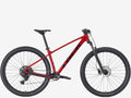 Red mountain bike on a white background