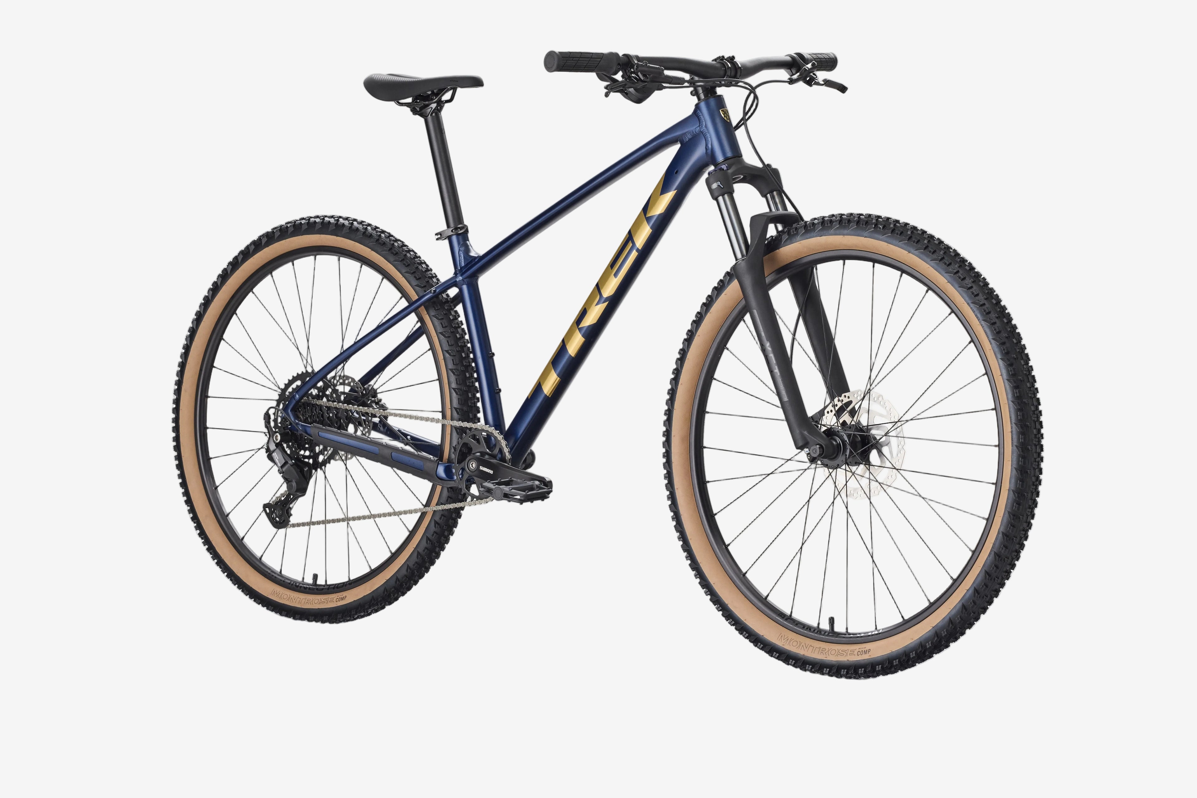 Blue mountain bike on a white background