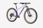 Purple mountain bike on a white background