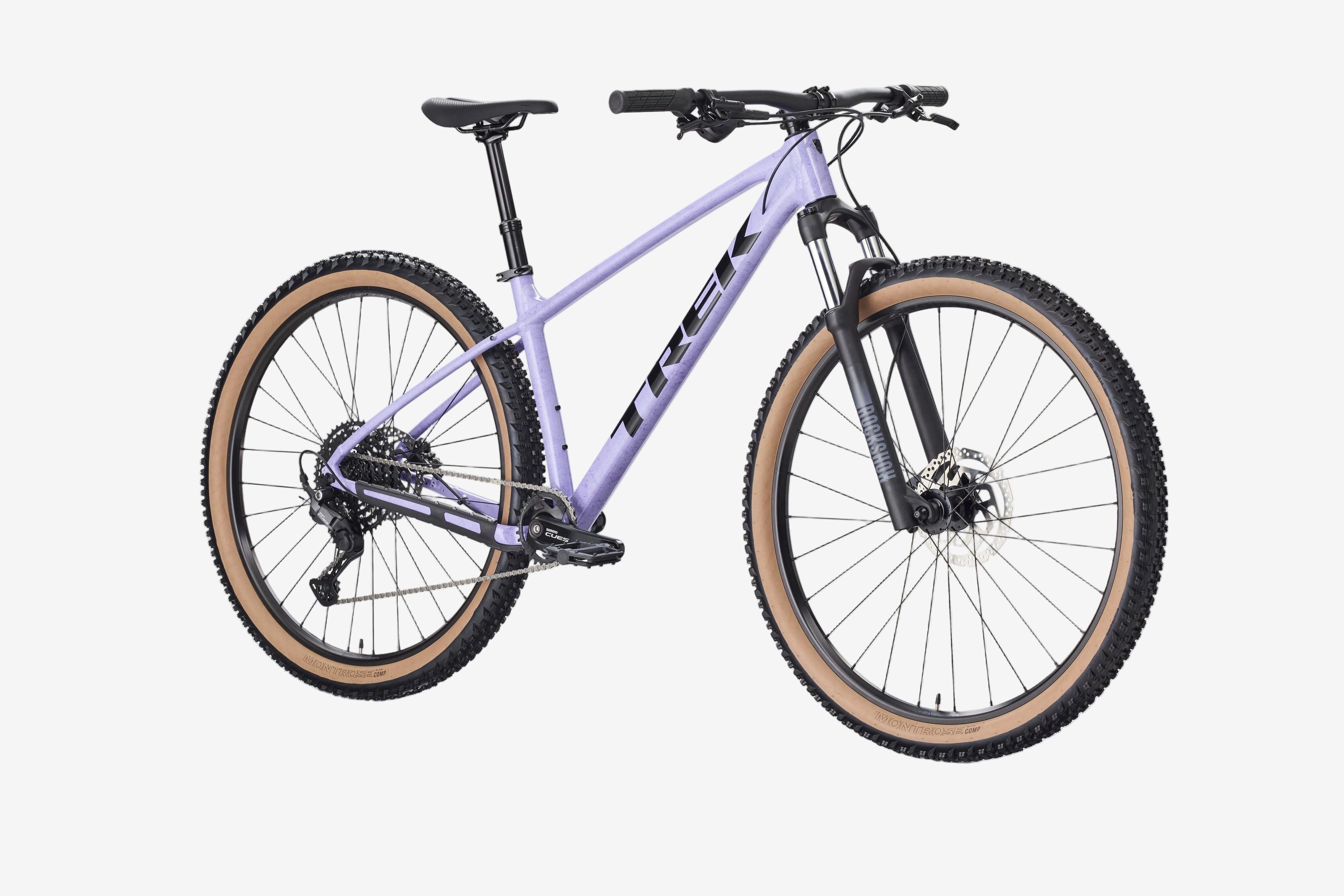 Purple mountain bike on a white background