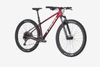 Red mountain bike on a white background