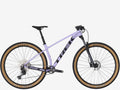 Mountain bike with a purple frame on a white background
