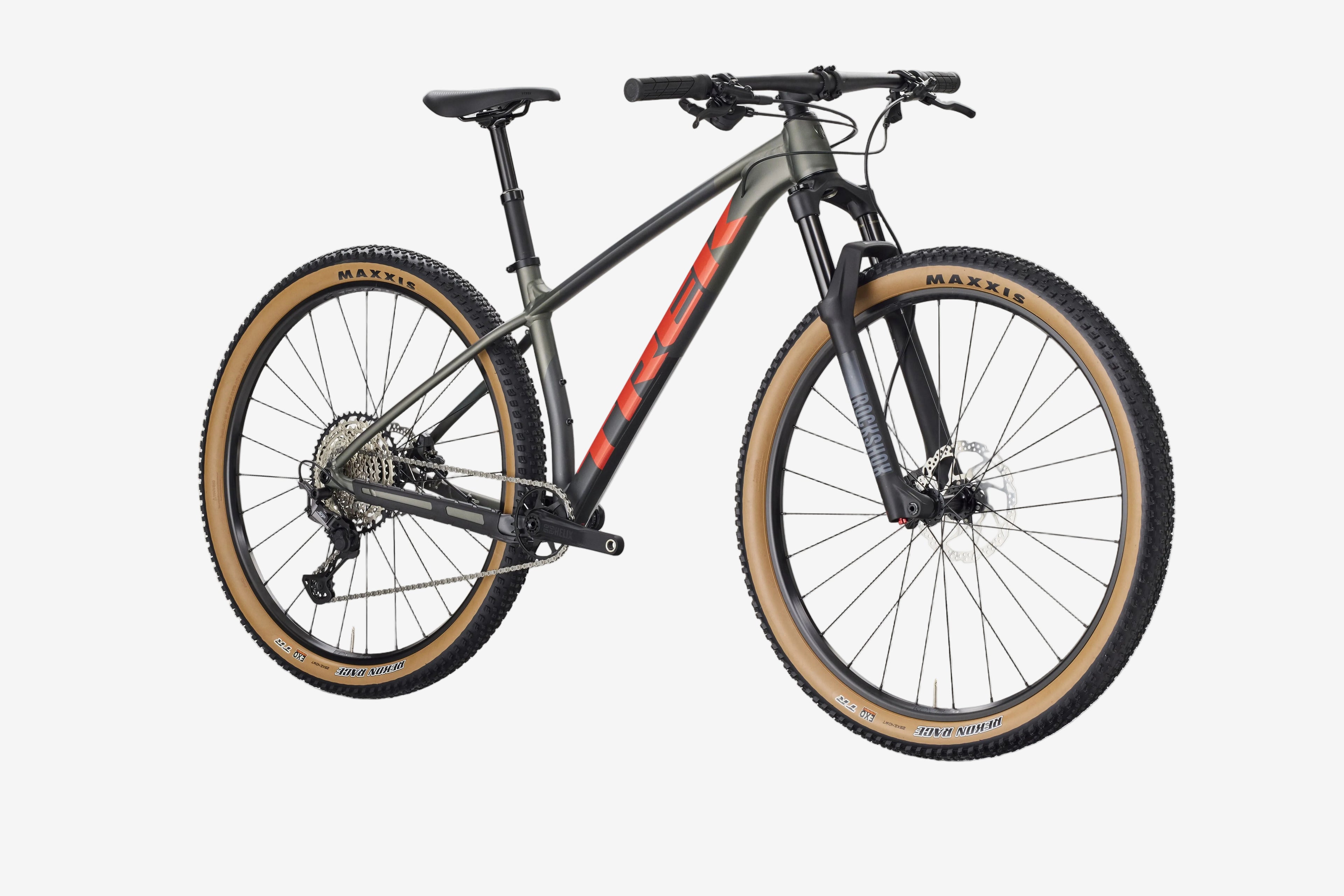 Mountain bike with Maxxis tires on a white background