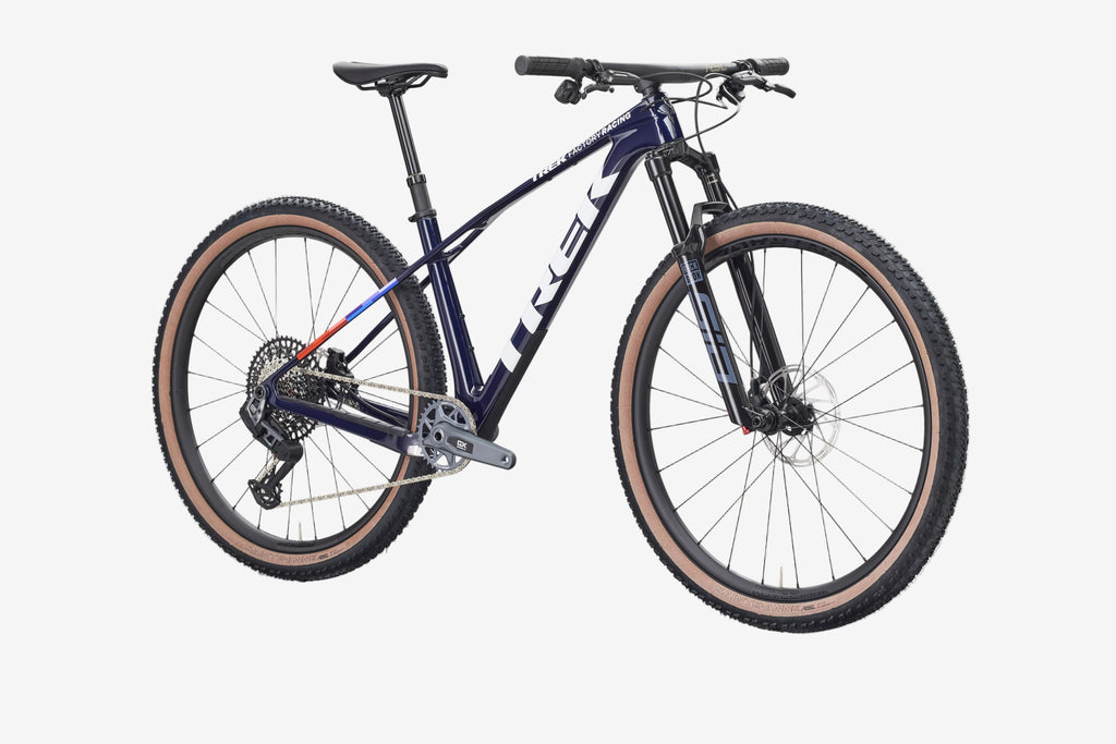 Blue mountain bike on a white background
