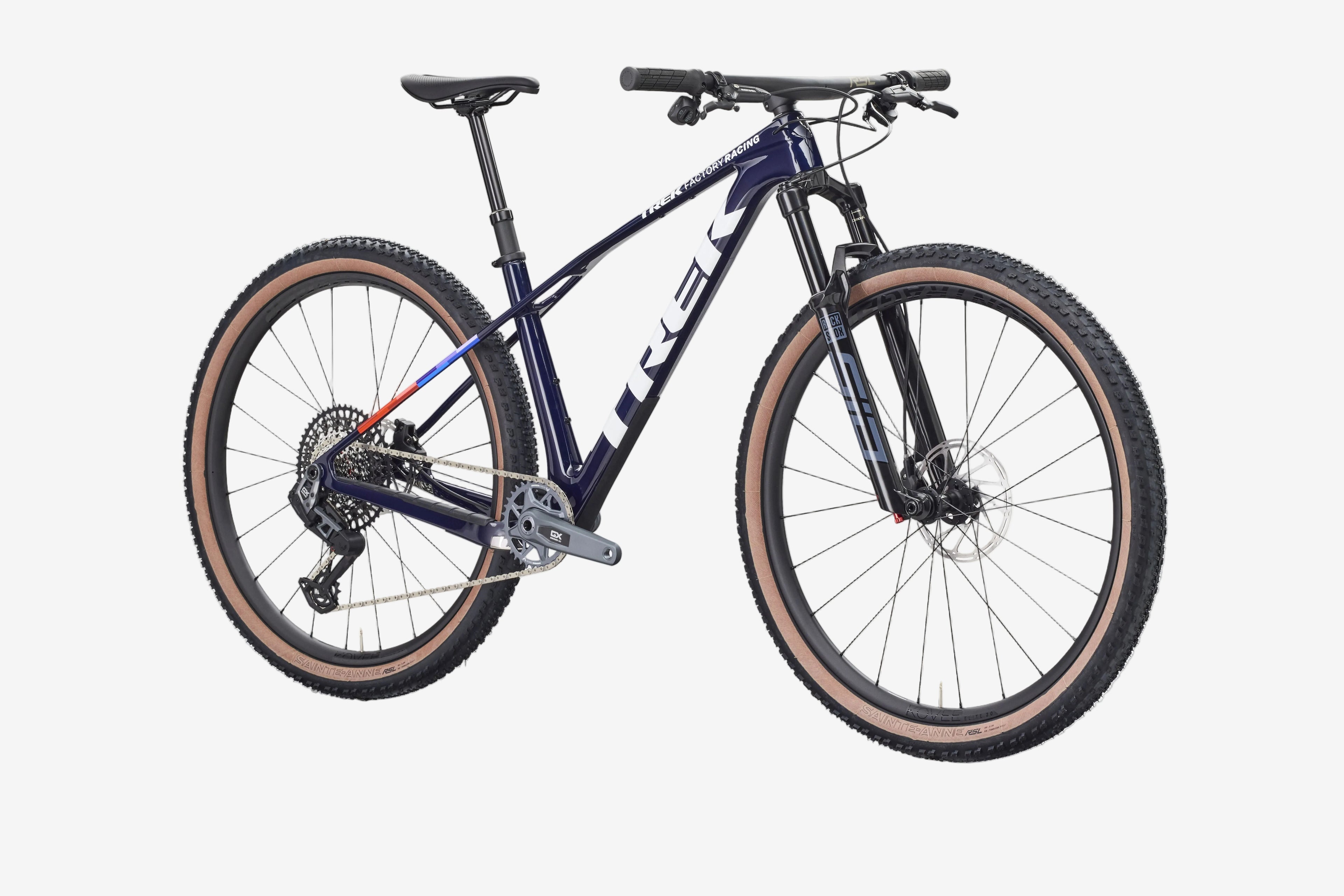 Blue mountain bike on a white background