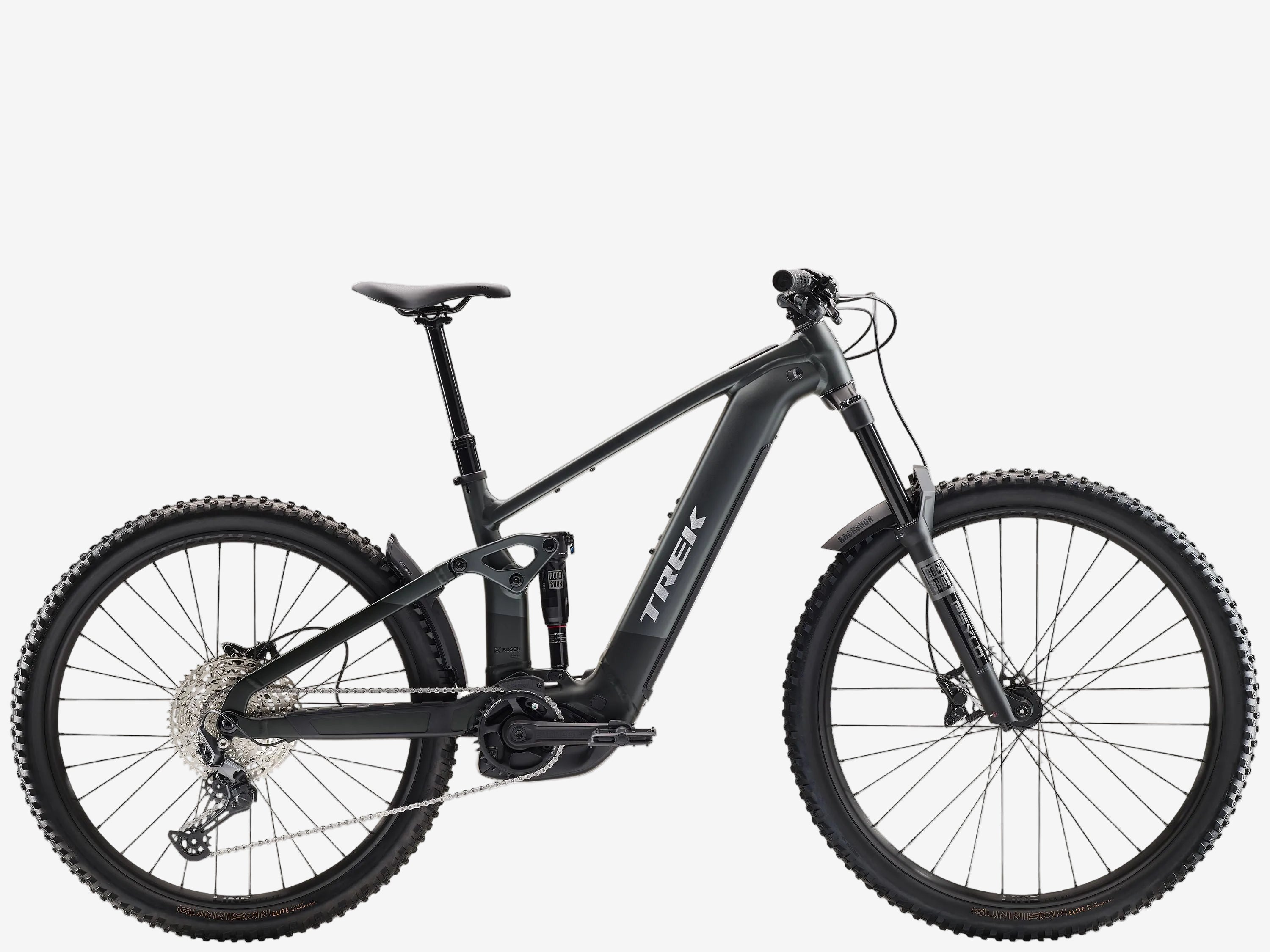 Black mountain bike on a white background