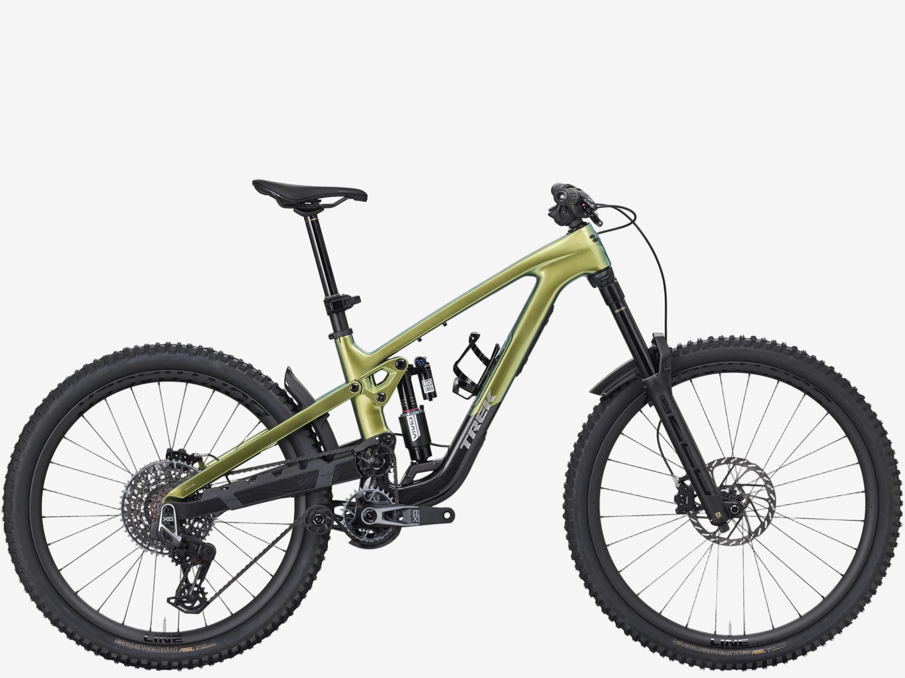 Green mountain bike on a white background