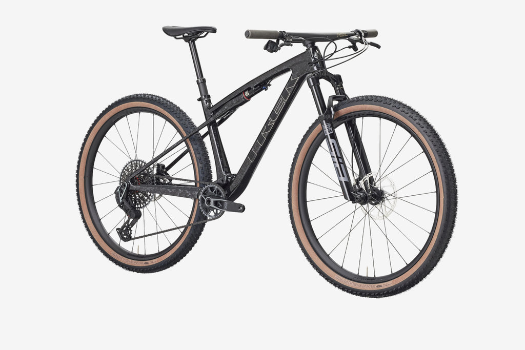 Black mountain bike on a white background