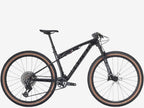 Black mountain bike on a white background