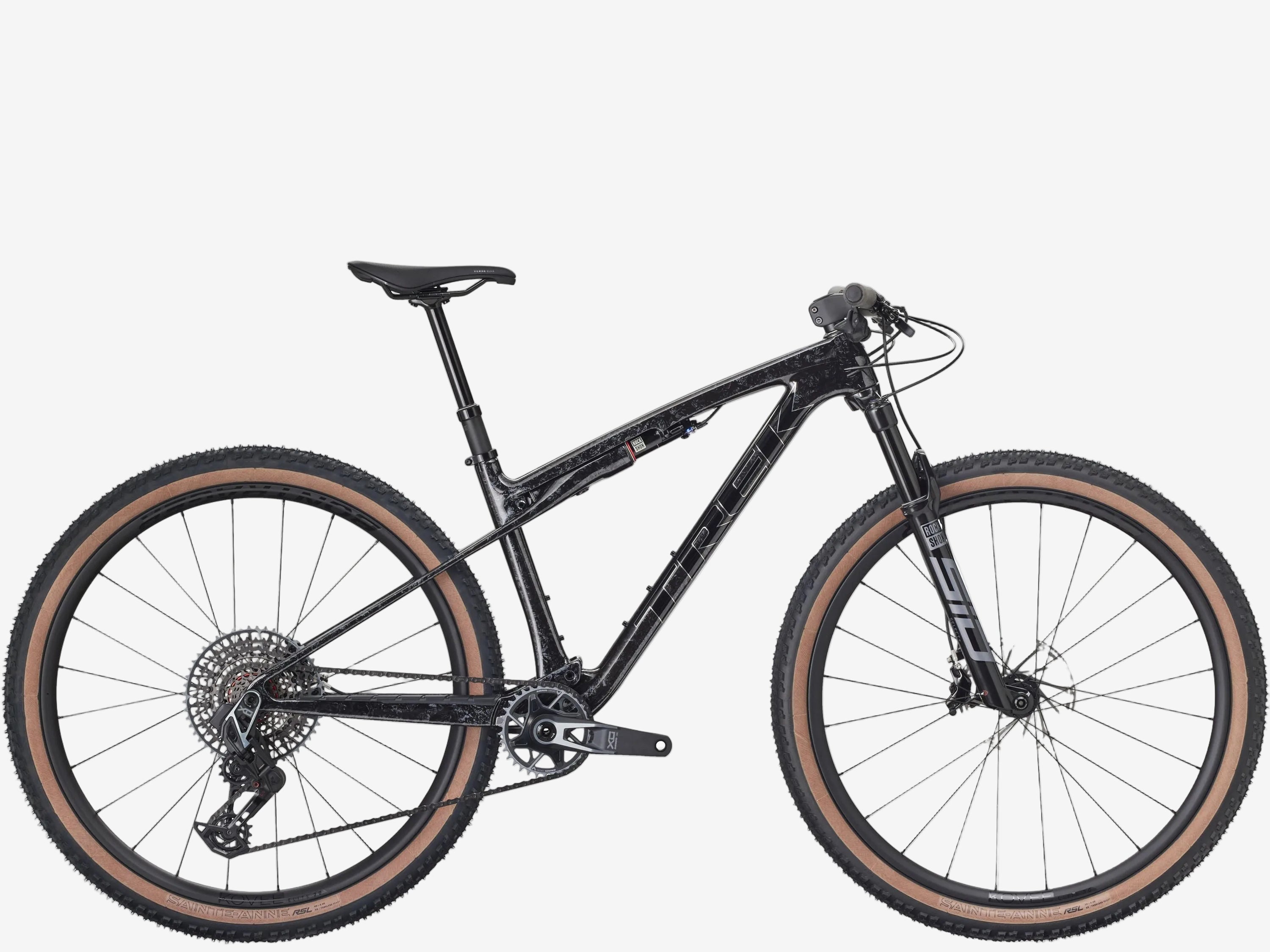 Black mountain bike on a white background