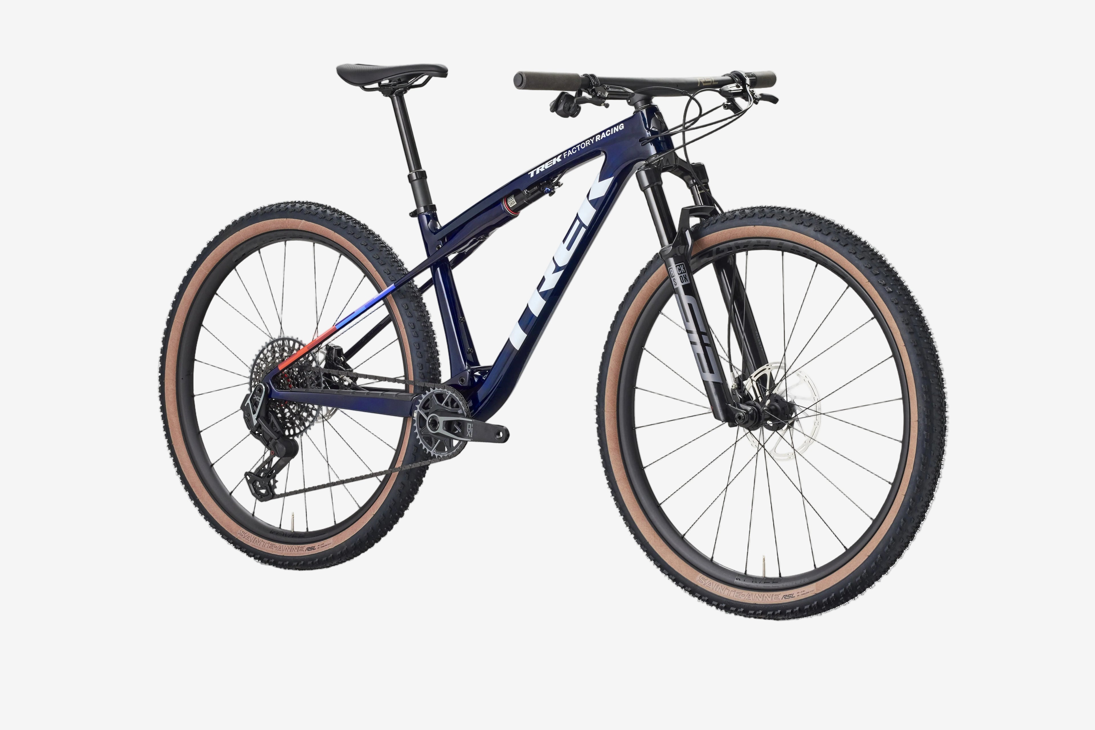 Blue mountain bike on a white background