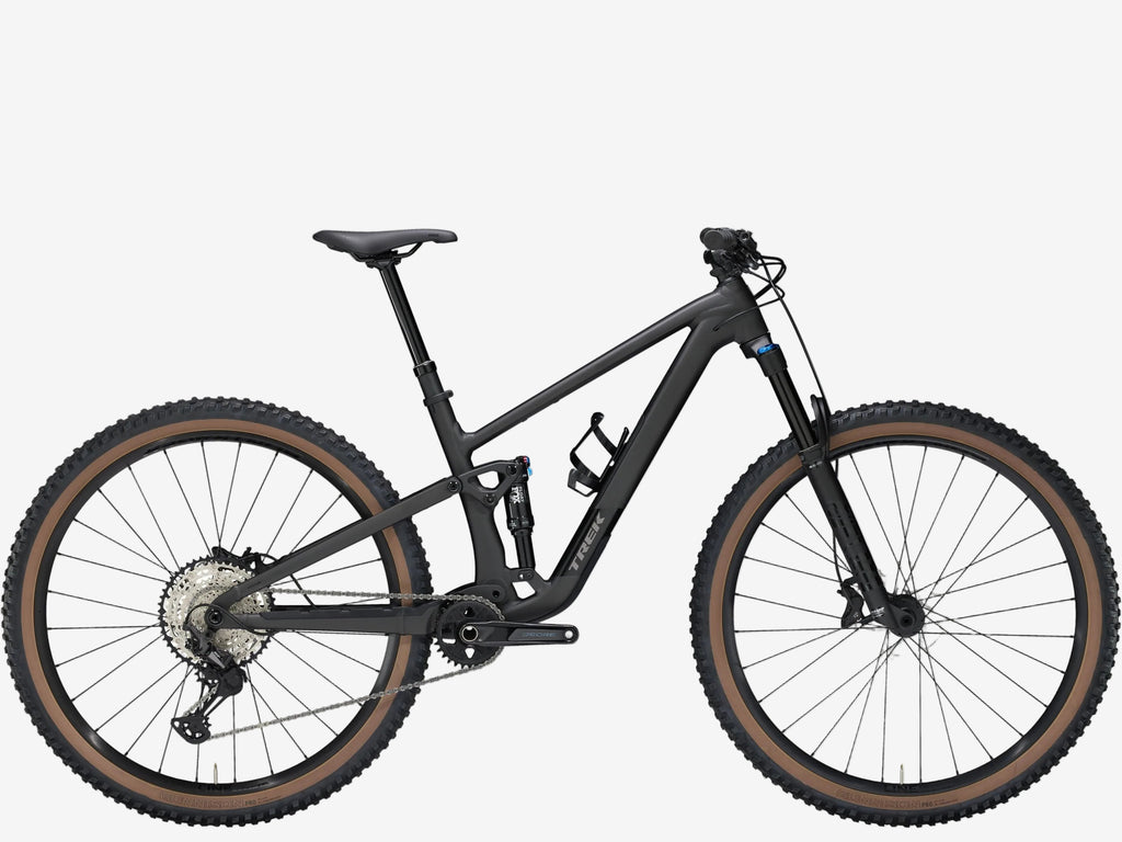 Black mountain bike on a white background