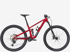 Red mountain bike on a white background